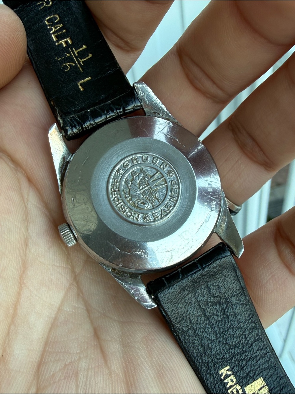 Vintage 1950’s 14k gold & Steel Gruen Genève Presicion Power 34mm - Picture 12 of 16